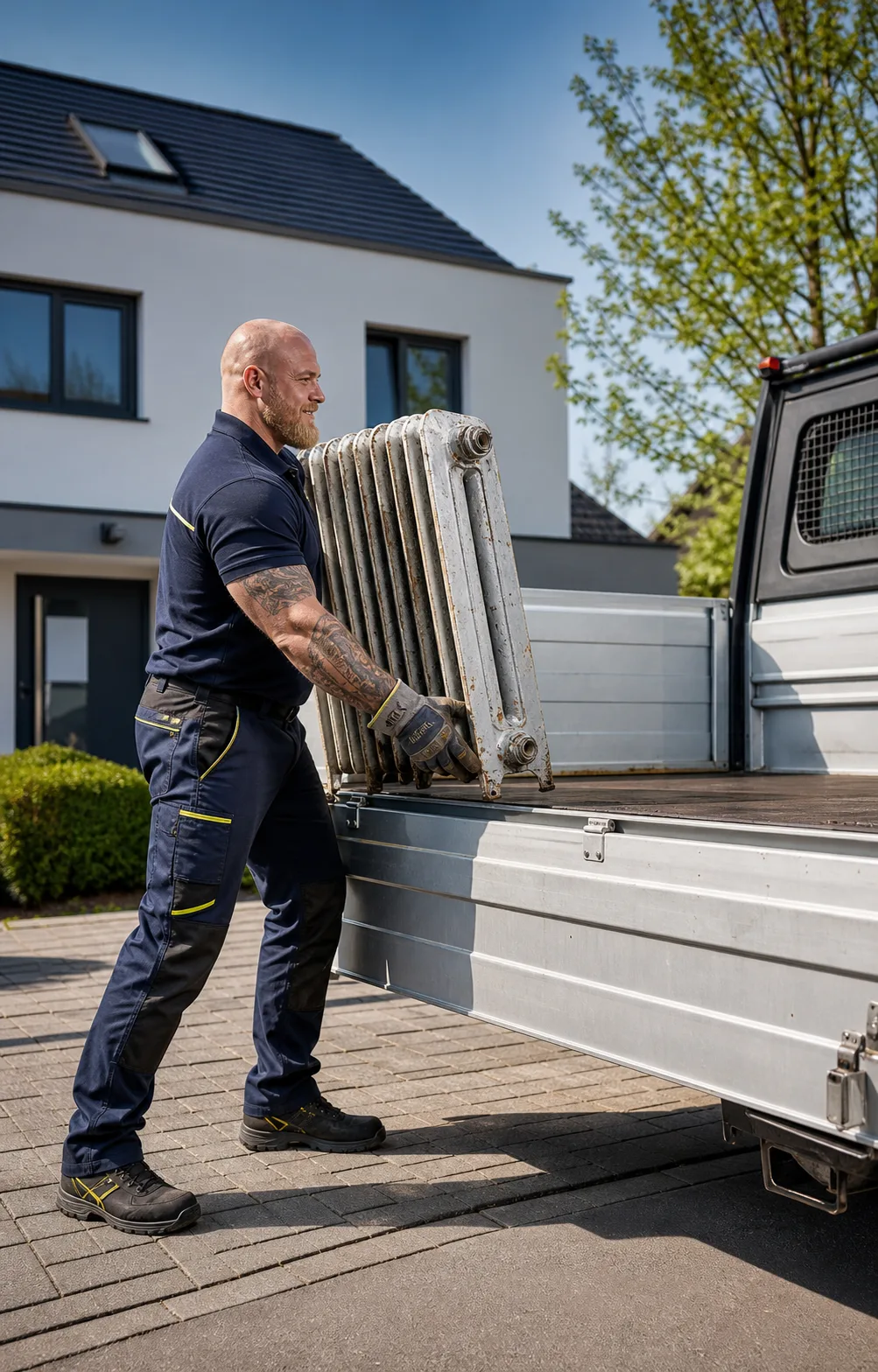 Schrottabholer beim Verladen von Altmetall