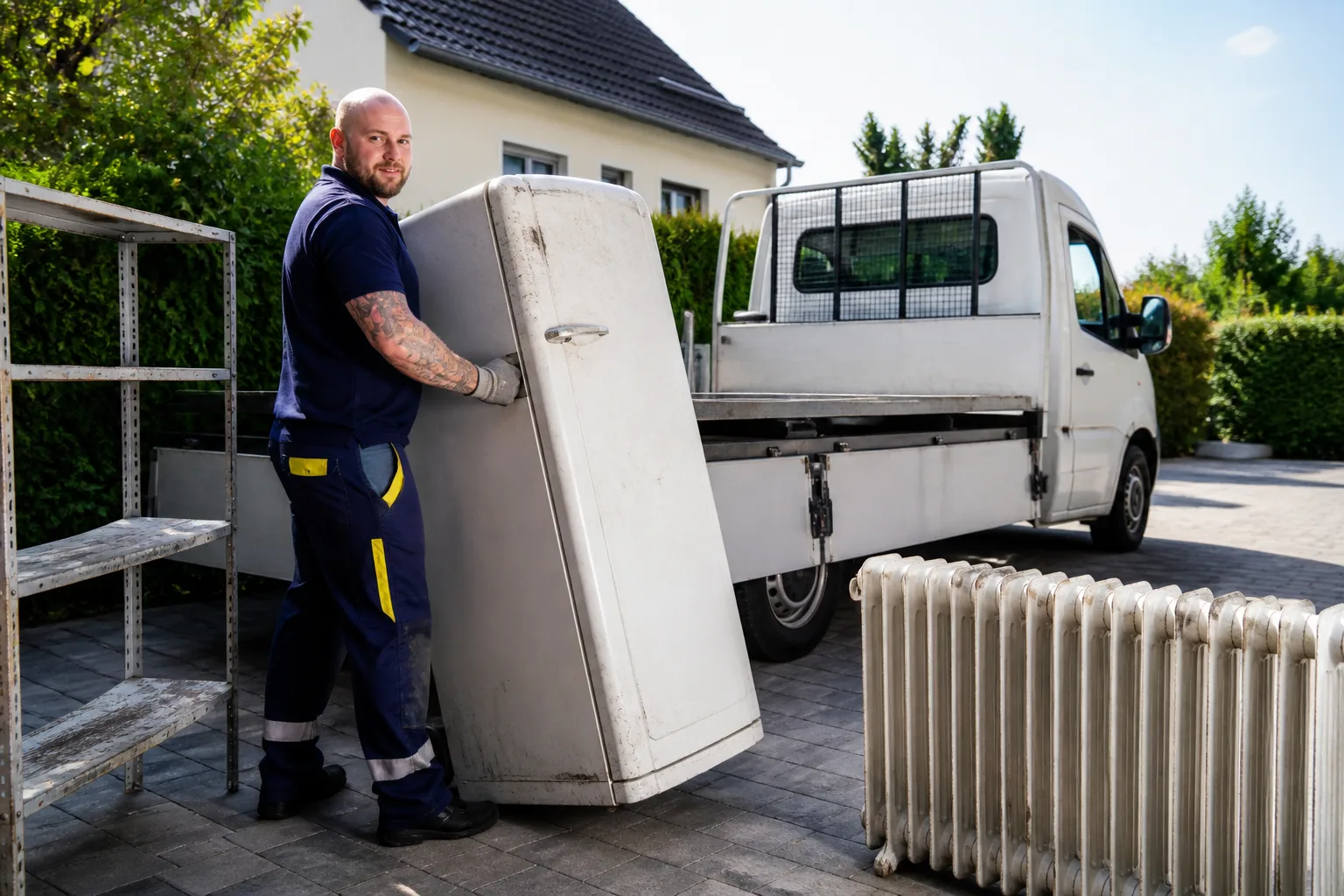 Mitarbeiter bei der Schrottabholung in Herten